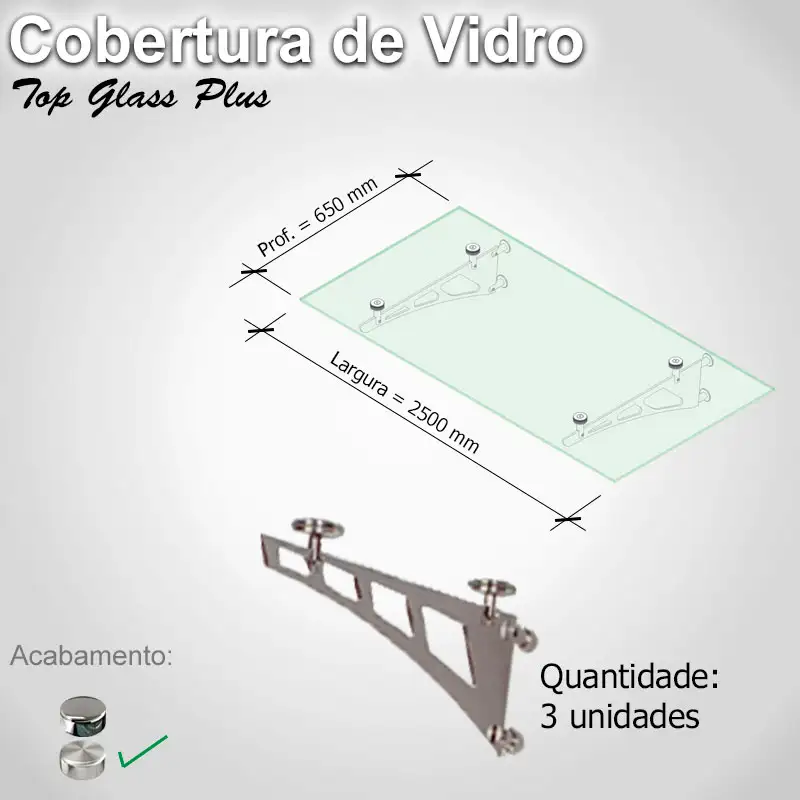Cobertura Top Glass Plus 2500 650 3 E